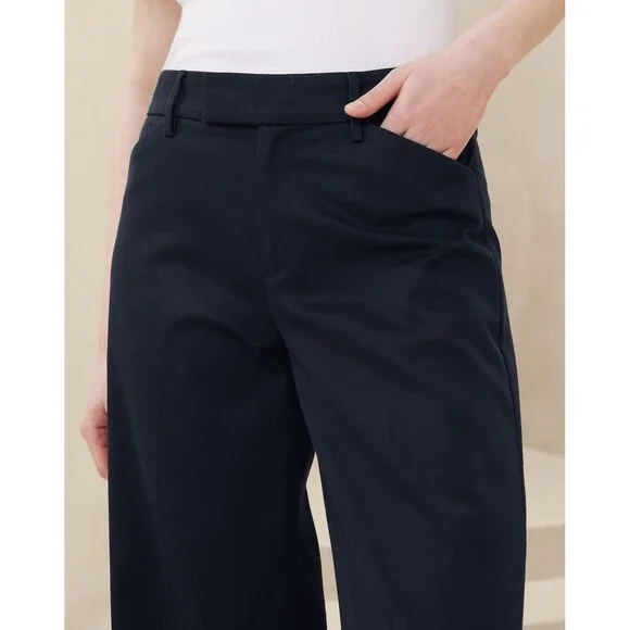 NWT Banana Republic Blue Stretch Cotton High Rise Wide Leg Trousers Pants 8 New